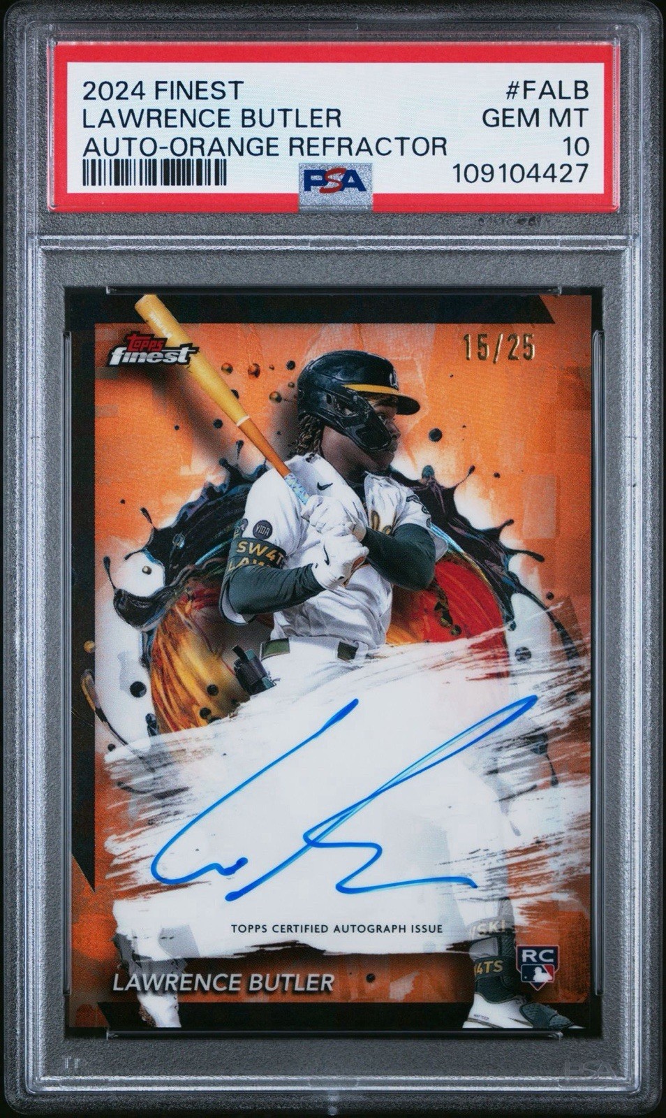 Lawrence Butler On Card Rookie Auto PSA 10 Orange /25 2024 Topps Finest RC