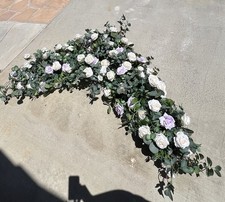 Rose  Eucalyptus L-Shape Garland, White Purple Green Party Decorations