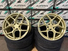 VW GOLF CADDY SEAT LEON CUPRA 19" ALUWERKS XT2 & TYRES GOLD 5x112 ALLOY WHEELS