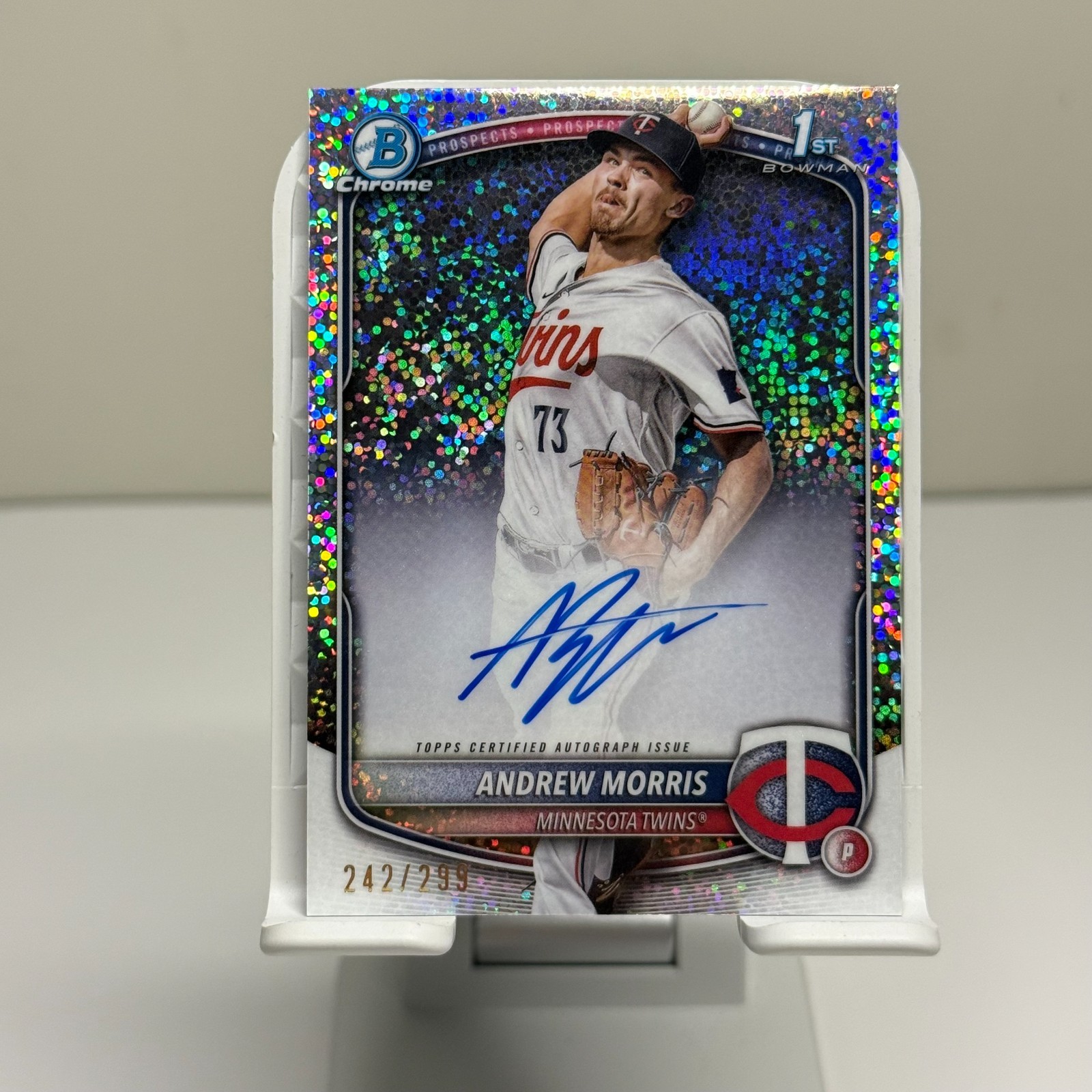 2025 Bowman Chrome Andrew Morris 1st Bowman Speckle Refractor Auto /299
