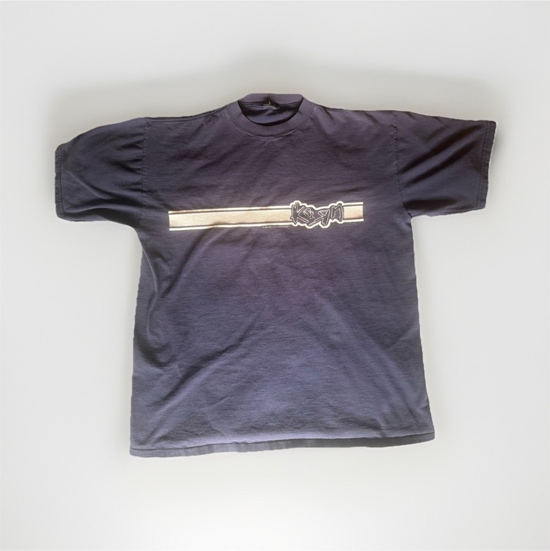 Vintage 1996 Korn Racing Stripe Band T-Shirt Giant Tag XL Life Is Peachy