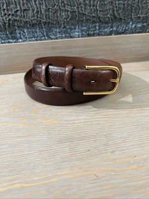 Perry Ellis Portfolio Men's Full Grain Leather Belt Brown Medium 34-36