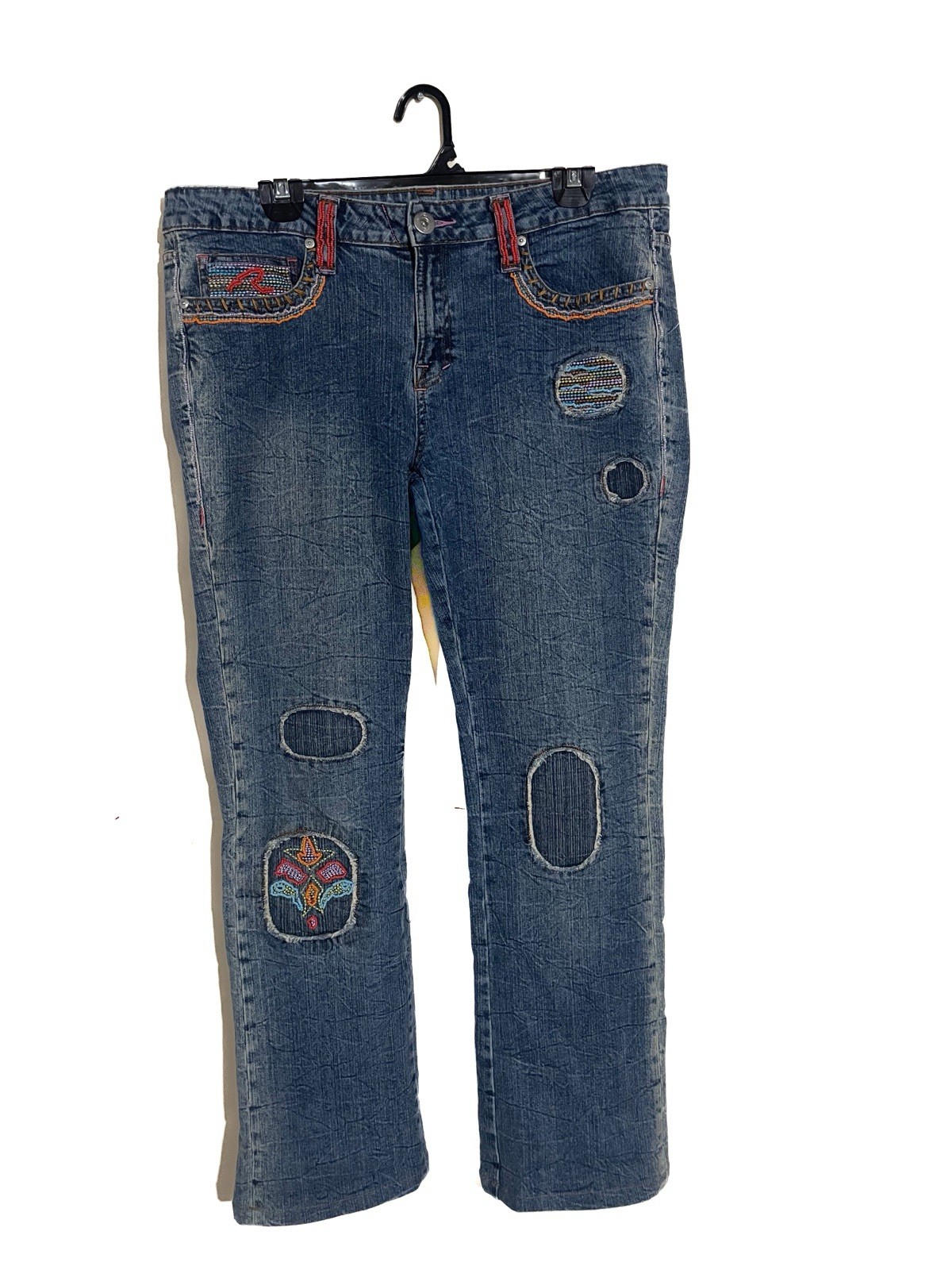 Request Women's Embroidered Patchwork Stretch Blu… - image 1