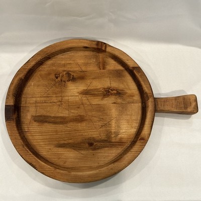 Europe 2 You Round Cutting Board With Handle Reclaimed Wood Hungary 16.5in