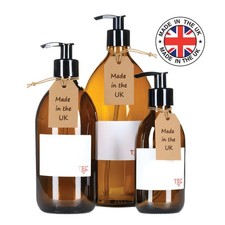 TEC Amber Glass Bottles with Pump Dispenser UK Made 65% Recycled 1.4ml Output