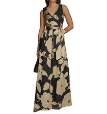 Donna Karan New York Women's Printed Sleeveless Tie-Waist Gown MSRP $329