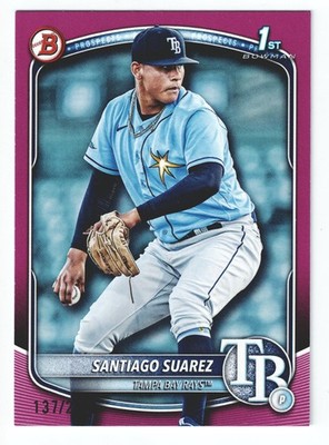 2025 Bowman Paper Santiago Suarez 1st Rookie RC Fuchsia Parallel /299 #BP-142