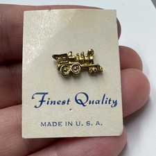 Vintage Made In USA Locomotive Train Lapel Pin Tie Tack Gold Miniature Railroad