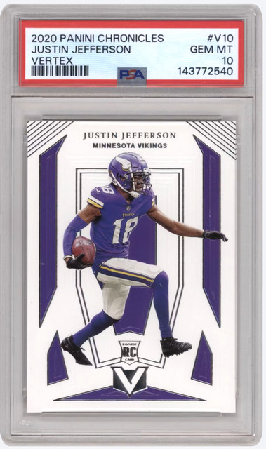 2020 Panini Chronicles Vertex Red Justin Jefferson #V10 /199 Rookie RC PSA 10