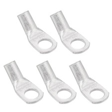 3 AWG - 5/16" 45 Degree Bent Copper Wire Lugs  Silver, 5Pcs 