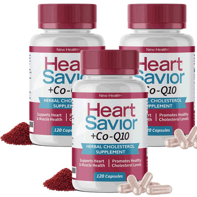 New Health Heart Savior + Co-Q10 Promotes Healthy Cholesterol Buy 3 SAVE $20.90
