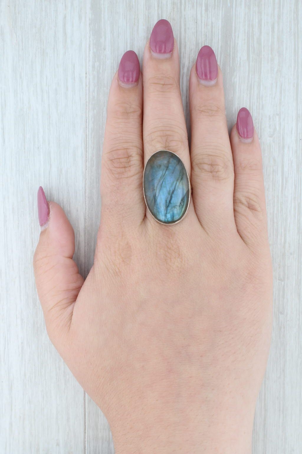 Large Labradorite Oval Cabochon Statement Ring St… - image 8