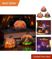 Halloween Pumpkin Decorations Indoor Halloween Figurines Mantel Decor 3Pcs Re...