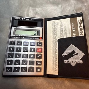Sharp ELSI MATE EL-344A Metric Converter Calculator w/ Case & Manuals