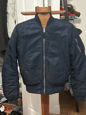 Alpha Industries MA-1  Flight Bomber Jacket Blue Slim Fit  Medium 