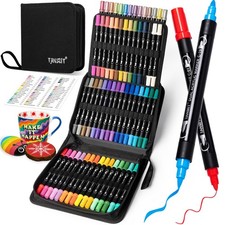 60 Colors Acrylic Paint Pens, Dual Tip Acrylic Paint Markers with Brush Tip a