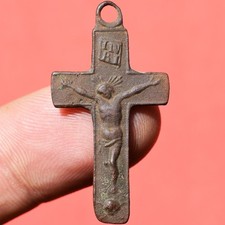 MEDALLA VIRGEN LORETO ITALIANA ANTIGUA CRUZ CRUCIFIJO ESPECTRORAL AÑOS 1600 ENCONTRADA