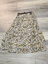 Grade & Gather Yellow Floral Print Women's Maxi Skirt Size Medium