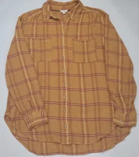Pilcro Relaxed Fit Shirt Womens Medium Mustard Yellow Plaid Anthropologie