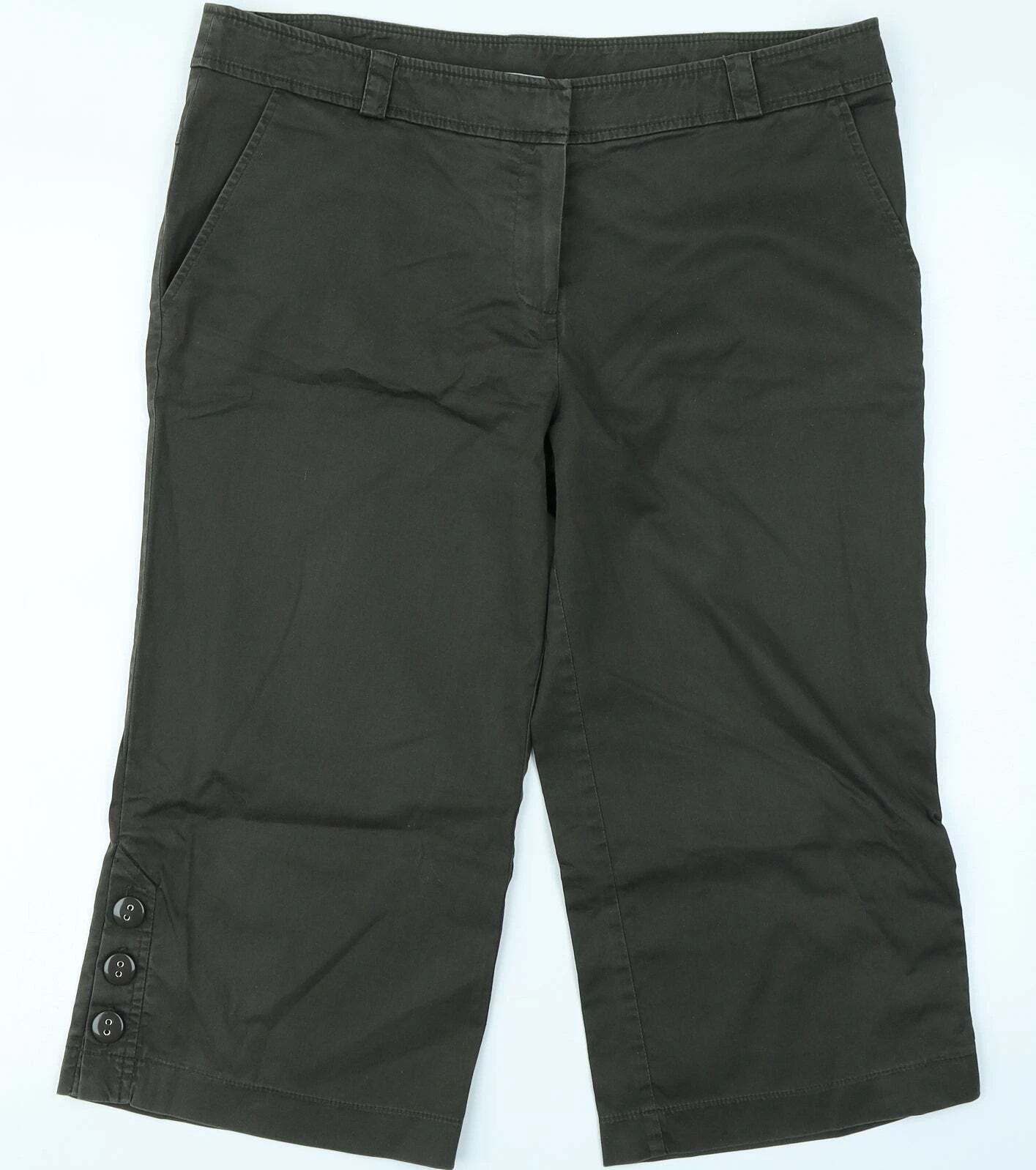 AMARANTO Womens Green Cotton Blend Capri Trousers Size 14