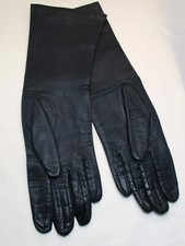 Vintage Pair Dark Navy Evening Length Kid Leather Gloves Italy Size 7 w/ Tags