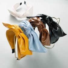 Women Leatherette Headband Bow Hair Circle Headwear Accessories New
