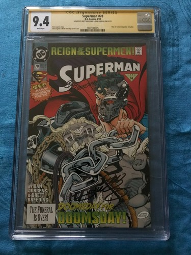 Superman #78 - DC - CGC SS 9.4 NM - Signed by Dan Jurgens, Brett Breeding