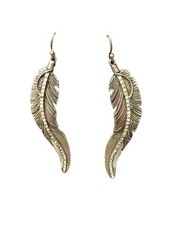 Silvertone And Rhinestone Hook Earrings Feather Dangle Drop 3 Inches Long
