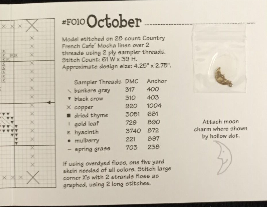 Lizzie*Kate FLip-iT Cross Stitch Pattern October #F010 Halloween with Charm NOS