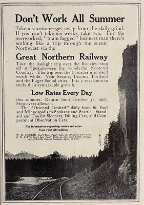 1907 Great Northern Railway Eisenbahn Druck Anzeige Orientalisch Limitiert Zug Reisen
