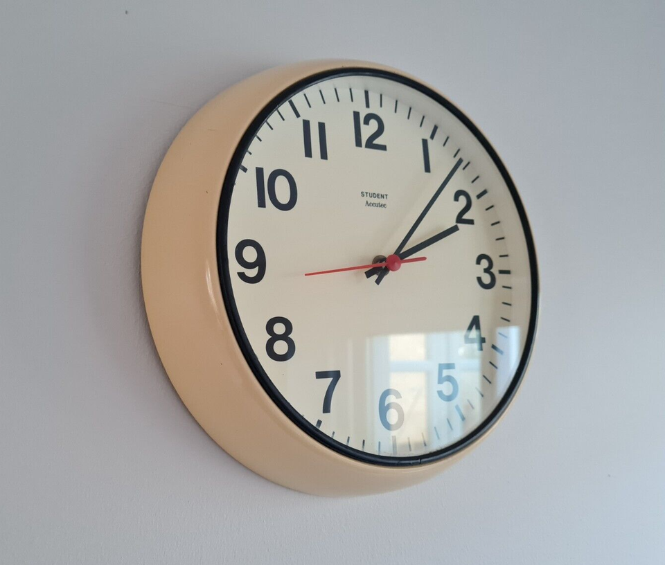 Vintage 1980 Accutec Wall Clock Retro Post Office School College