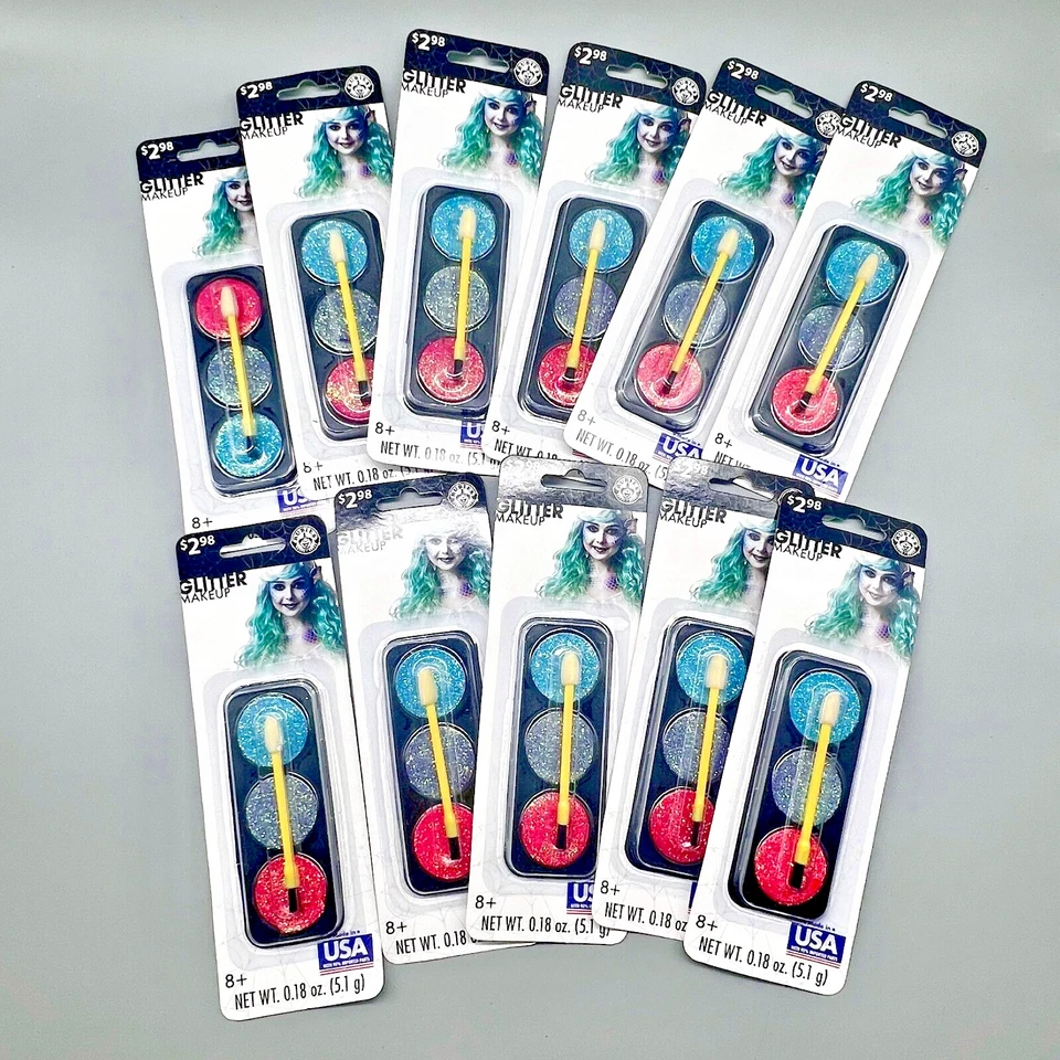 Maquillaje navideño Rubie's Glitter fácil de quitar paquete de 11 por pedido a granel Foto 2 de 3