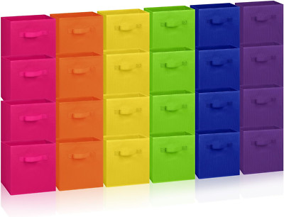 24 Pcs Collapsible Storage Cubes with Handles for Kids Room & Classroom