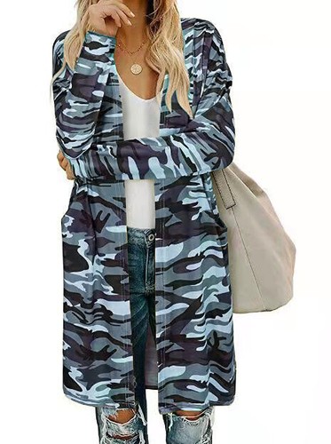 Womens Camo Long Sleeve Cardigan Jacket 