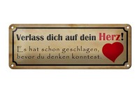 Blechschild Spruch 27X10Cm Verlass Dich Auf Dein Herz Metal Deko Schild Tin Sign
