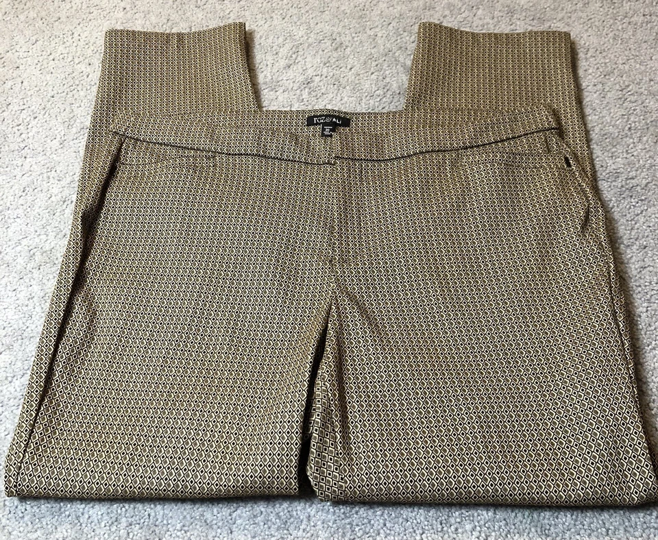 Pantalones de vestir Roz & Ali para mujer talla 20 beige topo bolsillos argyle carrera clásico Foto 3 de 4