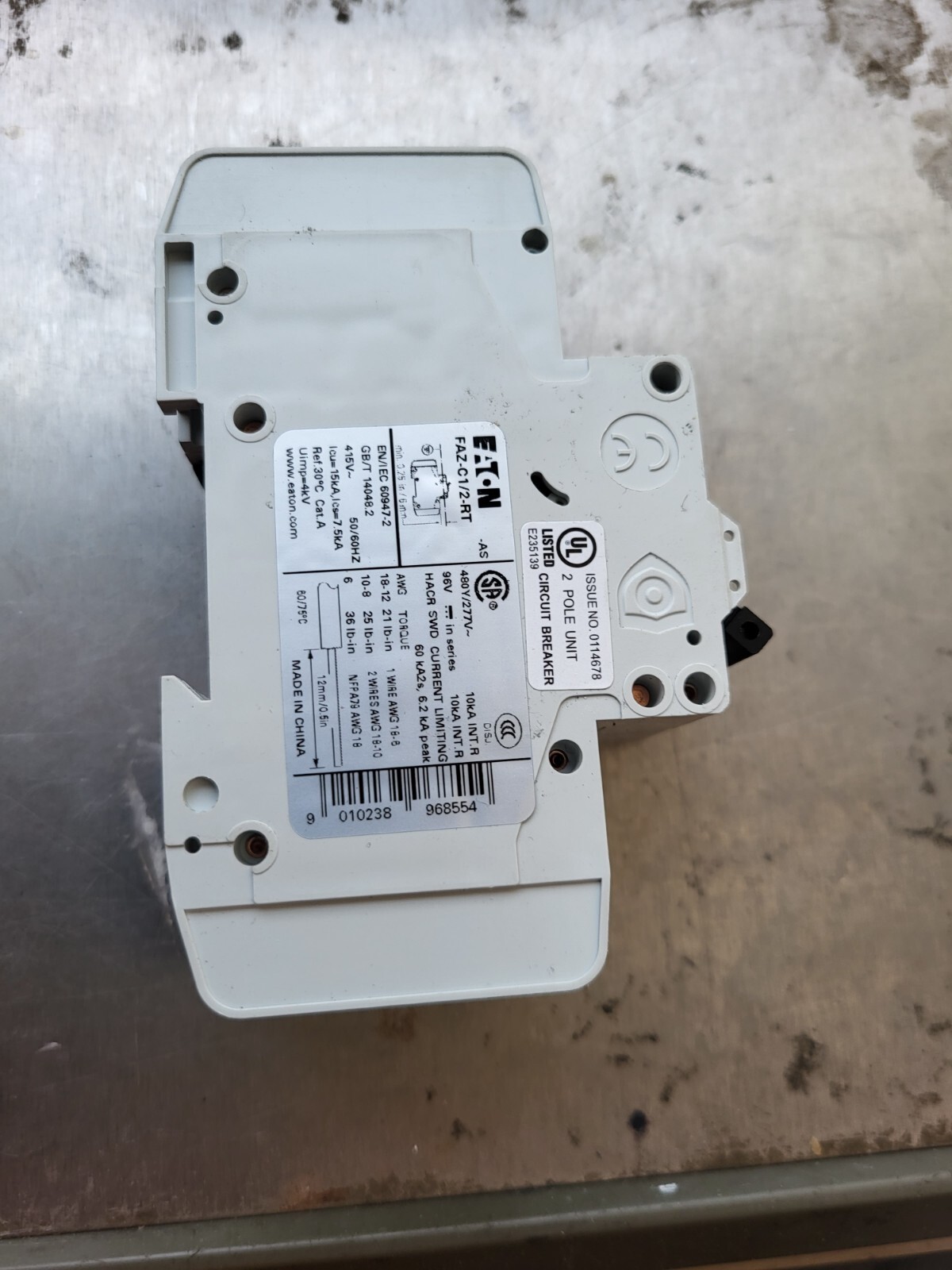 EATON FAZ-C1/2-RT 2 POLE 1A CIRCUIT BREAKER (IN14S2)