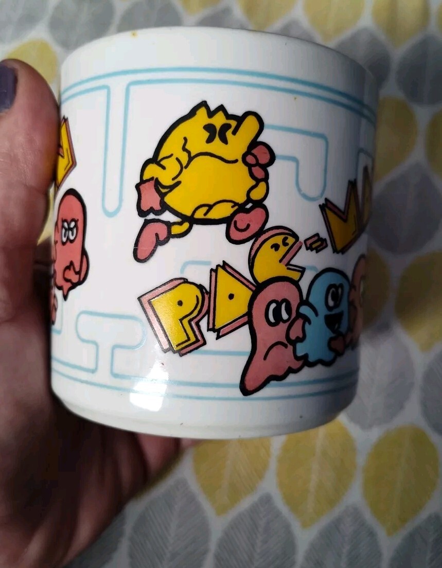 Vintage PAC-MAN Mug Video Arcade Coffee Cup 1980s MIDWAY Game Grindley England