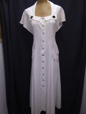 Vintage 1940's Style White Rayon Dress by Wild Rose Size S/M