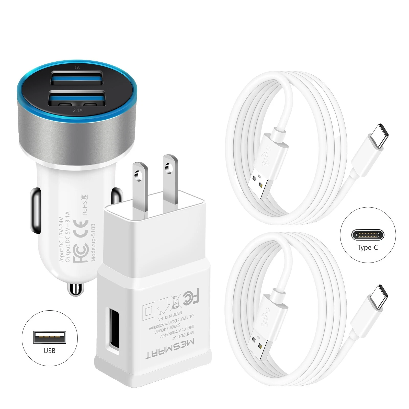 Teléfono celular blanco combos de Cargador para auto y pared para los titulares de Google Pixel