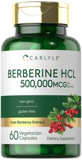  Berberine 500,000mcg | 60 Capsules | Berberine HCL | Vegetarian | by Carlyle 