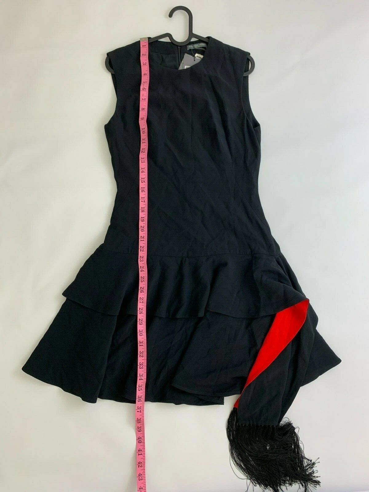 NUOVO ALEXANDER MCQUEEN Mini abito nero drappeggiato a strati in crepe taglia 42