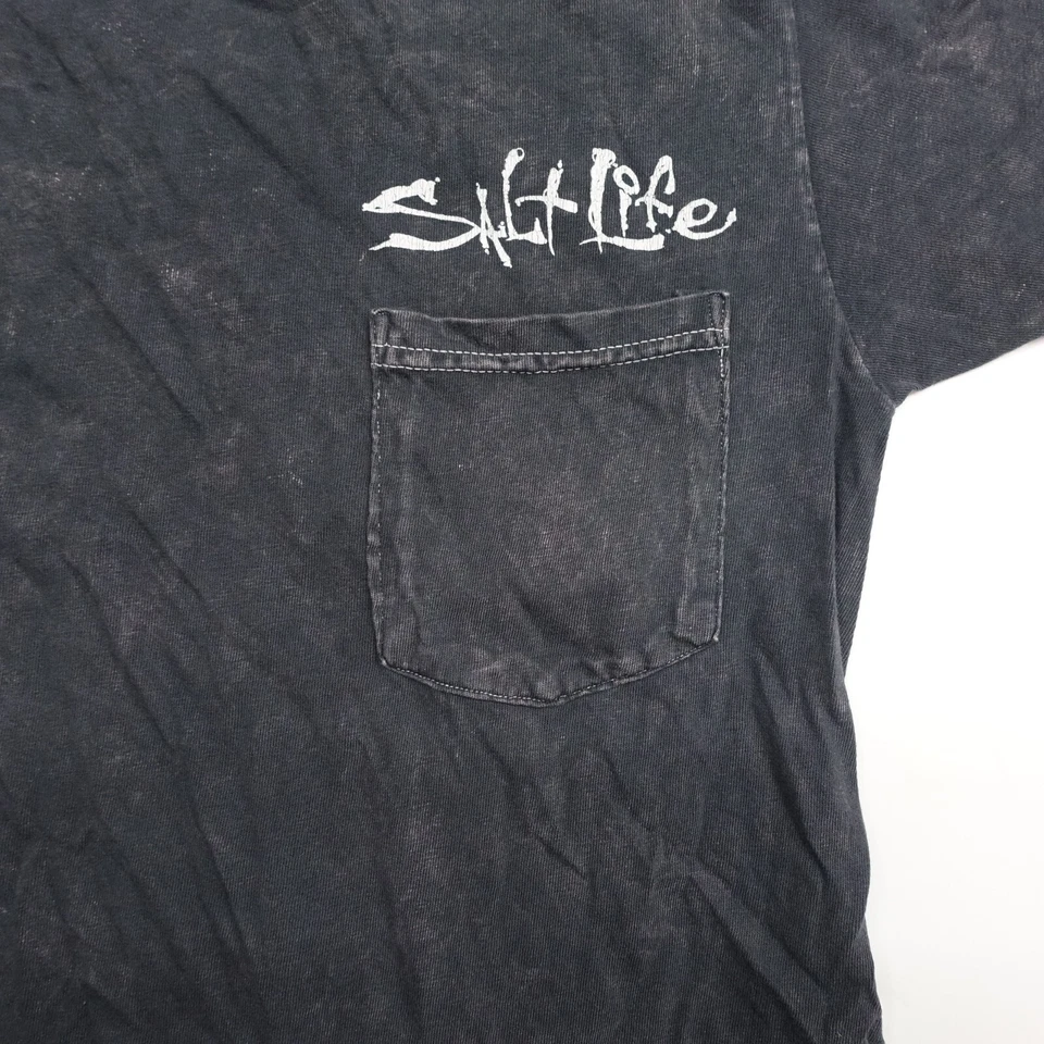 Salt Life Live Salty T 恤男式小号黑色短袖圆领套衫 — 第 3/4 张图片