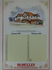 Pub Calendar McMullen Vintage Brewery Breweriana Interior Design 1987 Original 