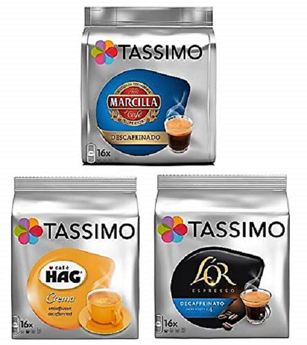 3 X Packungen Tassimo Entkoffeiniert Set Marcilla Cafe Hag L'Or T-Discs  Pods - | eBay
