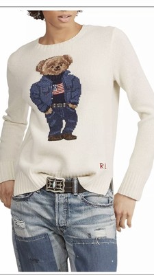 Polo Ralph Lauren Women's Natural Teddy Bear Intarsia Sweater Small | eBay