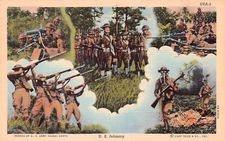 Military Army Training WWII Soldiers Infantry Patriotic Defense Vtg Postcard D11