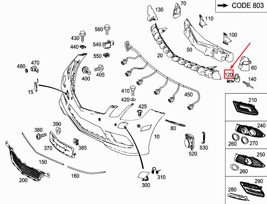 NOUVEAU GRAFTER DE PARE-CHOCS AVANT MERCEDES-BENZ E CABRIO A207 A2078851216