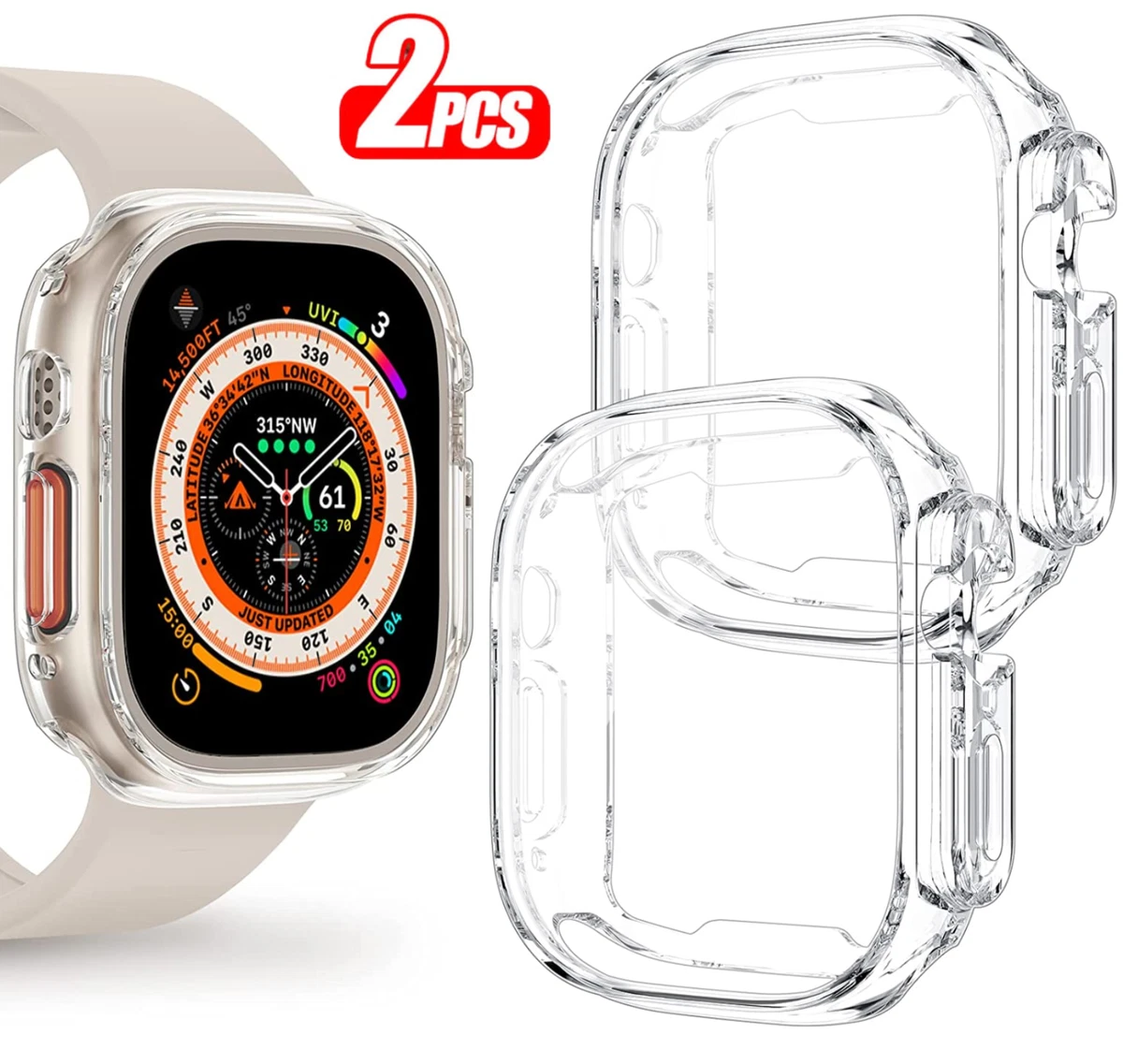 2 x For Apple Watch ULTRA 49mm Screen Protector Clear Silicone