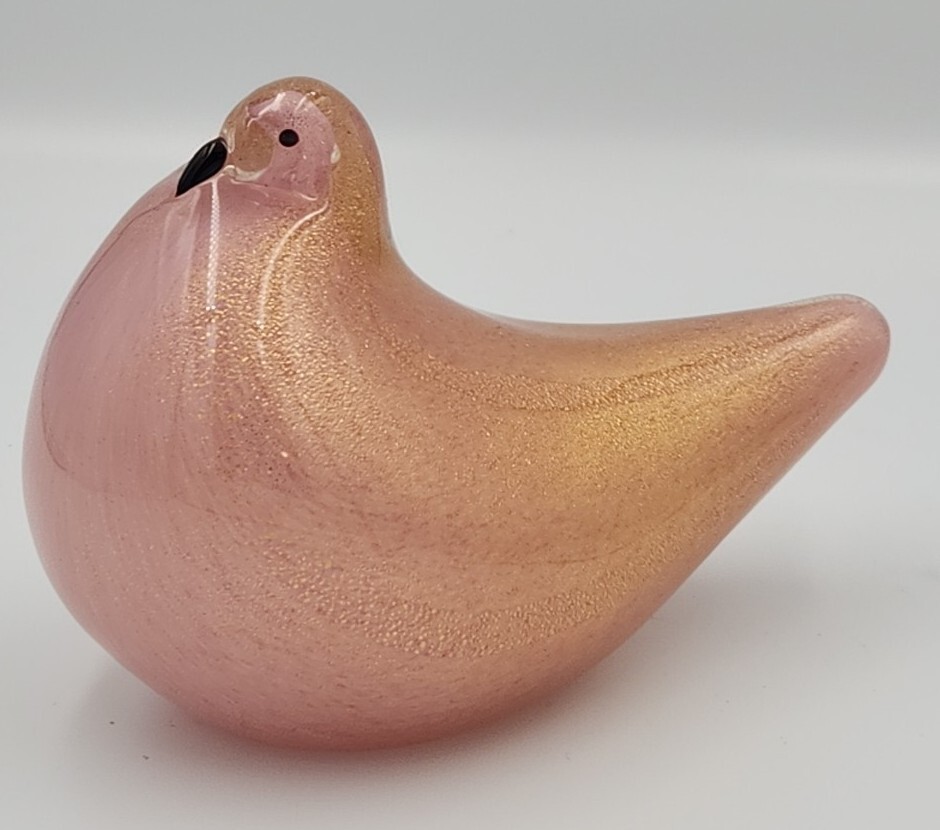 MCM Murano Barovier Toso Dove Pigeon Figurine Pink Gold Fleck